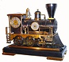 French, Automaton "LOCOMOTIVE", from the Industrial series, an 0-6-0 model with a bonnet smokestack, a clock in the cab portion, and a barometer in the boiler section, and with a working bell and prominent cow-catcher, the wheels powered by a separately wound and governed movement in the chassis area of the locomotive. C.1890.