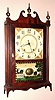 E. Terry and Sons, Plymouth, Conn, PILLAR and SCROLL, 30-hr wooden works shelf clock, C.1825