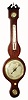 English, Unsigned, Banjo barometer, with glass tube and mercury intact, working, also with hygrometer and silvered scale thermometer, C.1860