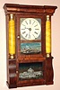E. O. Goodwin, Bristol, Conn., miniature column and cornice shelf clock, 8-day time and gong strike, winding holes below chapter ring, Circa 1845