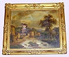French, Picture Clock, the tiny dial showing as the tower dial in the oil on canvas painting, gong strike, C.1860.
