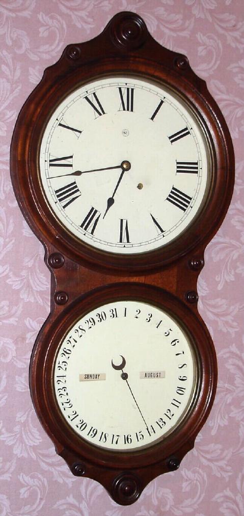 Seth Thomas Clock Co., "OFFICE CALENDAR No. 6", Circa 1884, 8-day double dial calendar timepiece. — Antique Clocks Price Guide