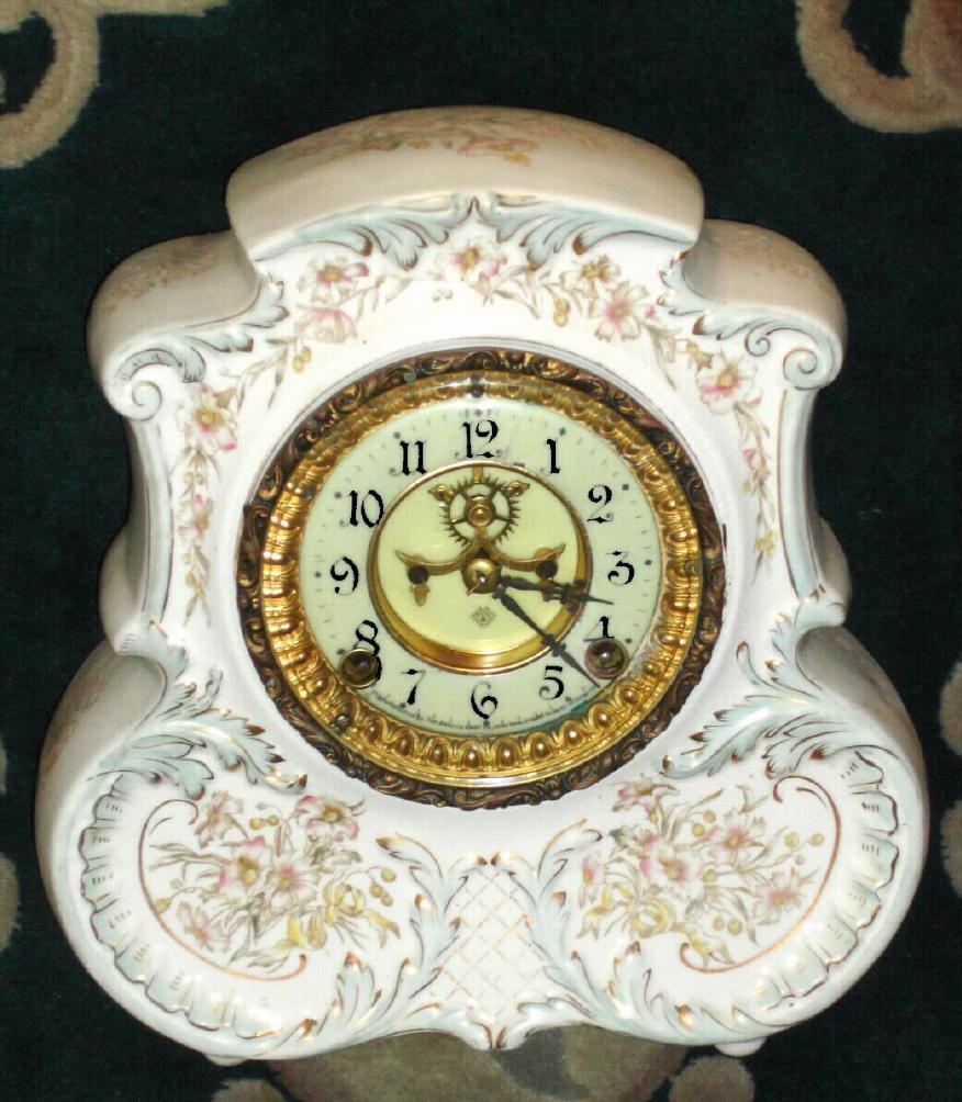 Ansonia, Porcelain Clock, C.1910, standard line with no name, probably a wringer premium, with good open escapement movement and porcelain dial. — Antique Clocks Price Guide