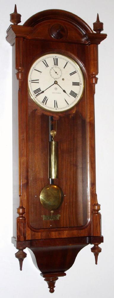 Seth Thomas Clock Co., "Regulator No. 6 Reissue", Circa 1975, 8-day weight wall timepiece. — Antique Clocks Price Guide
