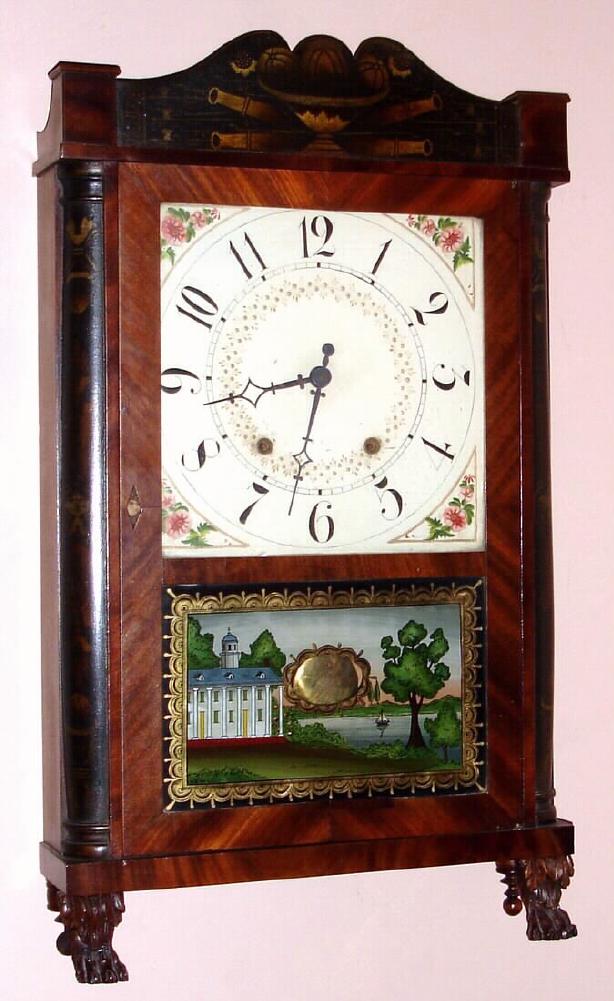 E. Terry and Sons, Plymouth, Conn., Circa 1830, 30-hour time/strike wood movement quarter column shelf clock. — Antique Clocks Price Guide