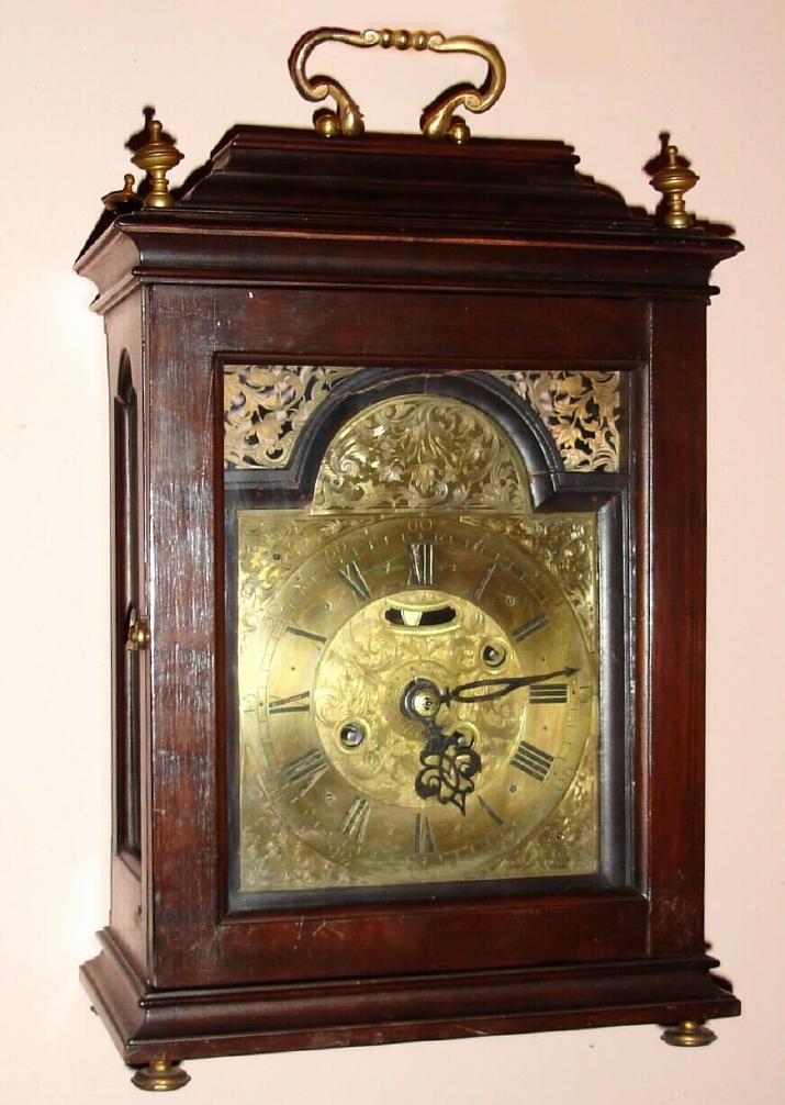 Austrian, Johann Adam Erich, C.1780, brass dial, crown verge bracket clock, time, bell strike and alarm, standing barrel movement, short duration, and with faux pendulum aperture. — Antique Clocks Price Guide