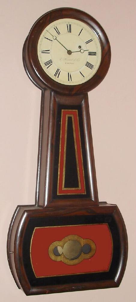 E. Howard and Co., Boston, C.1860 {with double signed movement, A. Howard to the left and E. Howard to the right}, No. 4 BANJO, in a rosewood grained cherry case, — Antique Clocks Price Guide