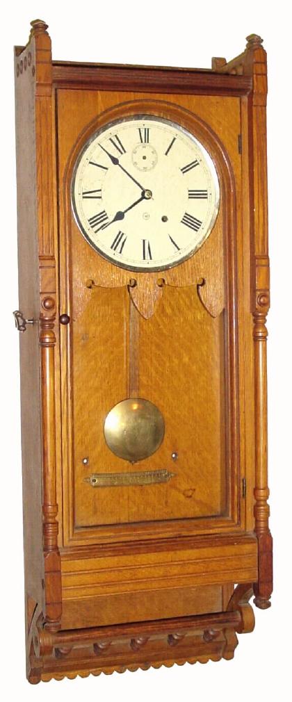 Seth Thomas Clock Co., "Queen Anne", C.1884, 8-day wall timepiece, as-found. — Antique Clocks Price Guide