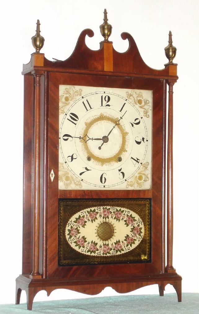 Seth Thomas, Plymouth, Conn., C.1828, 30-hour time/strike wood movement pillar and scroll shelf clock, 2-wt. — Antique Clocks Price Guide