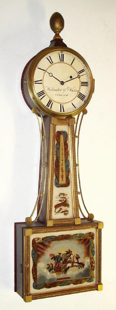 Samuel Whiting, Concord, Mass., C.1825, 8-day banjo or patent timepiece, weight driven. — Antique Clocks Price Guide