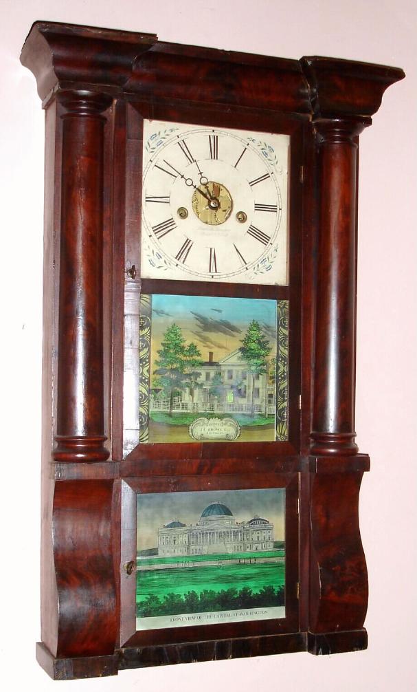 Forestville Manufacturing Co., (J. C. Brown), Forestville, Conn., C.1845, 8-day time/strike column and cornice shelf clock, 2-wt. — Antique Clocks Price Guide