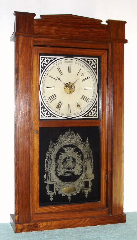 Jerome and Co., (New Haven Clock Co.), New Haven, Conn., Circa 1857, 8-day time/strike shelf clock, Empire style case with pilasters. — Antique Clocks Price Guide