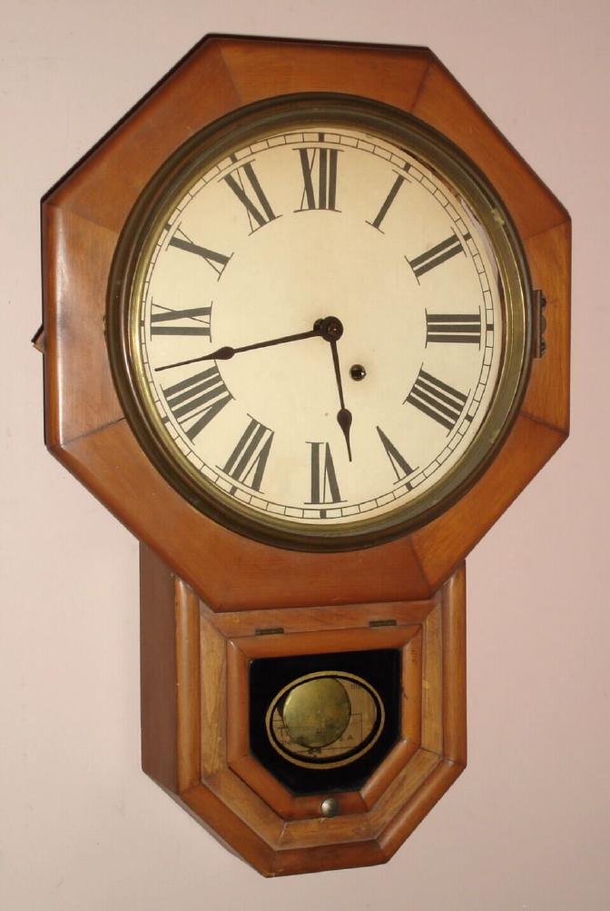 Seth Thomas Clock Co., Thomaston, Conn, 11 Inch Drop Octagon, 8-day, time only, spring mov't, c.1900 — Antique Clocks Price Guide