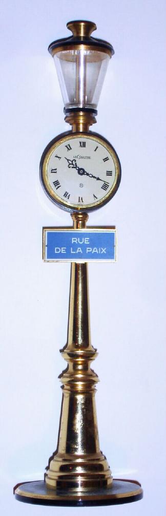 Swiss, Le Coultre, "RUE DE LA PAIX" mini street timepiece, 8-day rear wind, set and regulation, lever mov't, C.1965. — Antique Clocks Price Guide