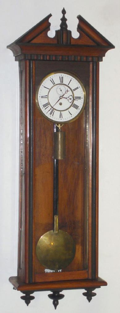 F. Kroeber, New York, "Vienna Regulator" unlisted model shown in Ly's Kroeber book, page 471, fig 1669, ours now with-out the bottom splat. — Antique Clocks Price Guide
