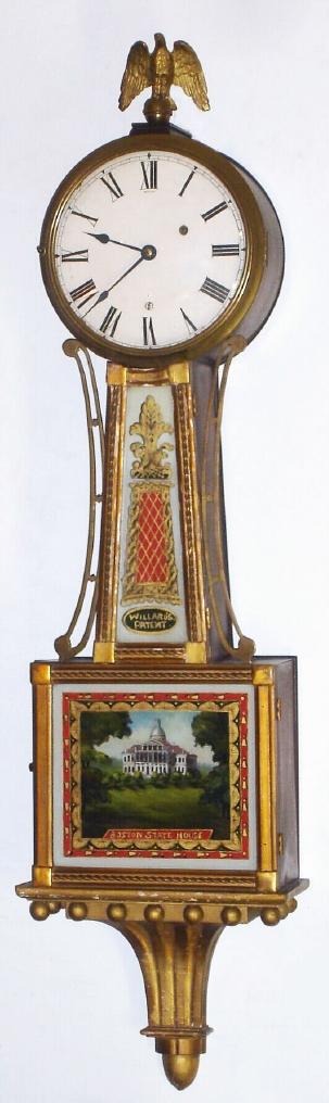 A C.1915 custom Banjo case, with a c.1910 Chelsea weight banjo movement, rope front, Boston State House Glasses, as-found. — Antique Clocks Price Guide