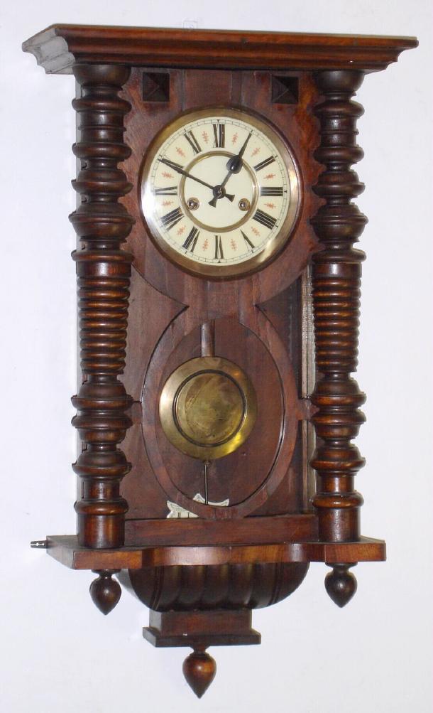 German, Gustav Becker (Silesia), spring driven wall regulator, with creamy porcelain dial and rod strike. — Antique Clocks Price Guide