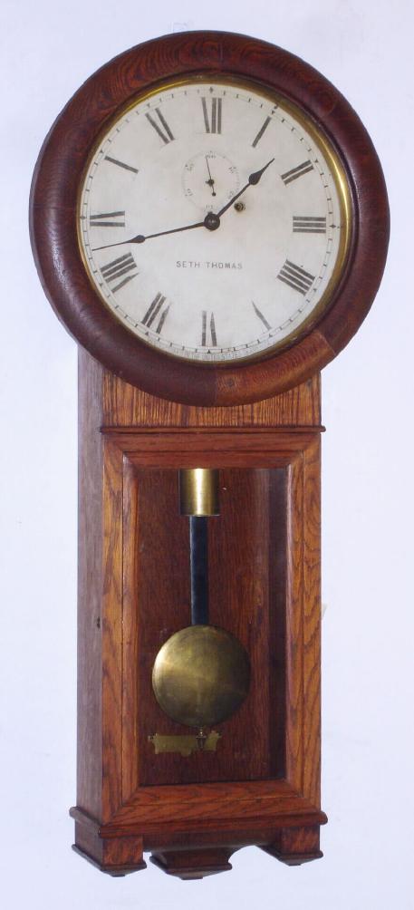 Seth Thomas, "REGULATOR No. 2" in oak, weight driven station regulator, 8-day C. 1880 — Antique Clocks Price Guide