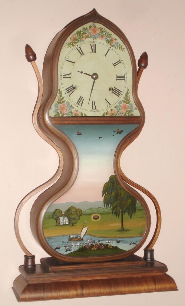 Acorn Shelf Clock, C.1848, case most likely by J. C. Brown, now with an unsigned Boardman style 1-day fusee movement, the old back-board showing filled holes. — Antique Clocks Price Guide
