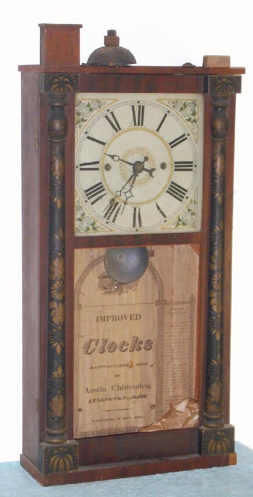 Austin Chittenden, Lexington, Mass, C.1835, time, strike and alarm half column and splat. — Antique Clocks Price Guide