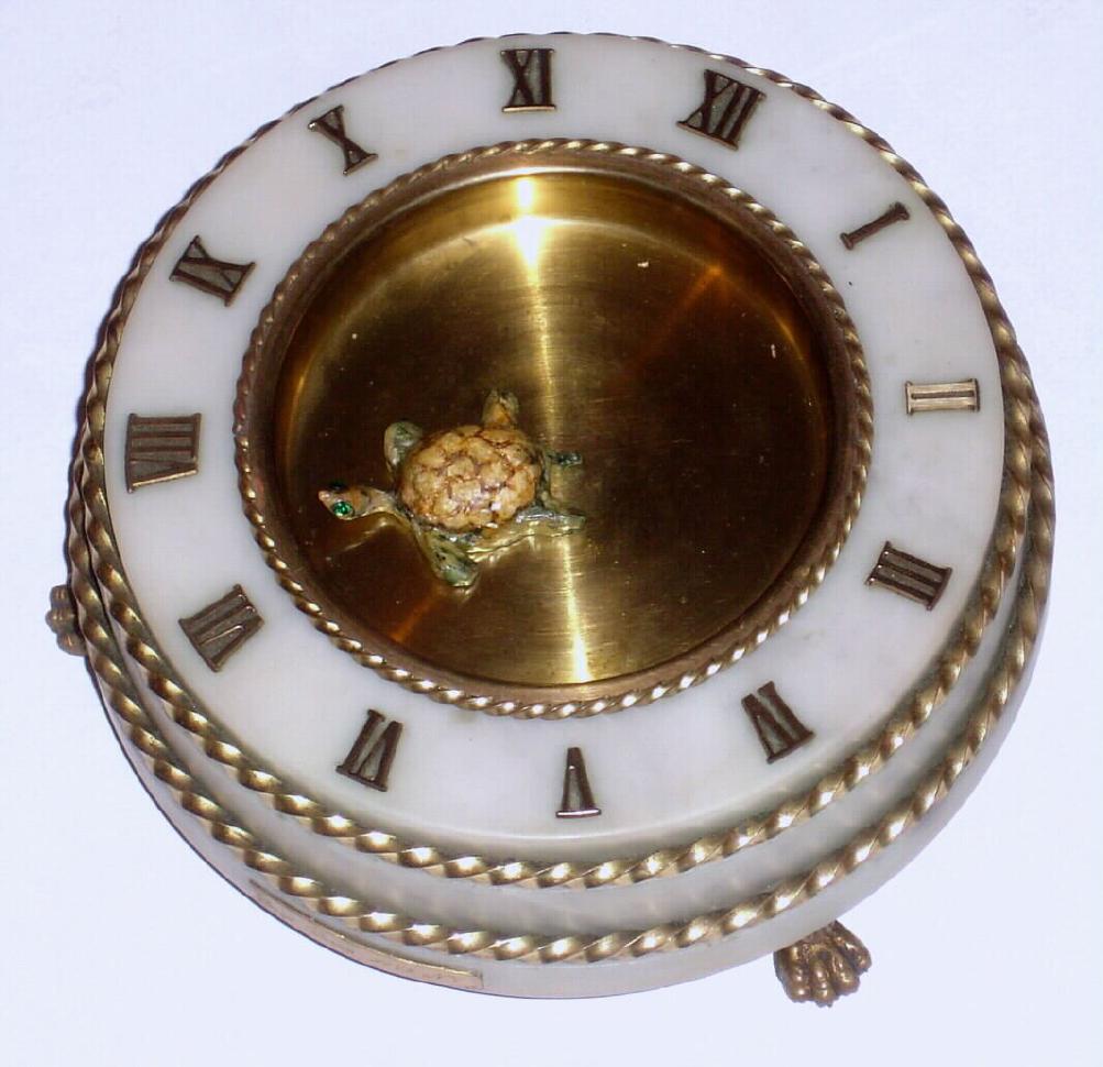 George Dorne, c.1974, TURTLE CLOCK, reproduction of well figured marble, and with a battery movement. — Antique Clocks Price Guide