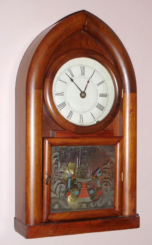 J. J. Beals and Co., Boston, Mass., label on clock, c.1850, 8-day, time and gong strike beehive, brass springs. — Antique Clocks Price Guide