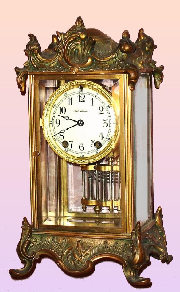 Seth Thomas, Thomaston, Conn, c.1904, "EMPIRE No. 10", Crystal Regulator, 8-day gong strike mantel clock. — Antique Clocks Price Guide