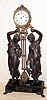 Ansonia Clock Co., New York, C.1885, "FISHER and HUNTRESS" double figure swing clock (two female figures), with canister style arm.