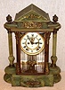 Ansonia Clock Co., New York, C.1906, "GONFALON" Green onyx cased 4-glass crystal regulator with fancy 2-vial pendulum, 8-day, gong strike, open escapement.