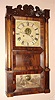 Silas B. Terry, Plymouth, Conn., Circa 1835, 8-day time/strike, full column and carved splat shelf clock, 2-weight skeletonized front plate movement.