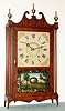 Ephraim Downs, Bristol, Conn., Circa 1828, 30-hour time/strike wood movement pillar and scroll shelf clock, 2-wt
