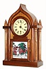 Jim Davis, Greensboro, NC, C.1975, miniature "ONION TOP" shelf clock, , 4-candle sticks, walnut cased with German 8-day time only mov't.