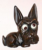 German, Oswald Uhrenfabrik, C.1955, SCOTTY dog clock, with rotating eyes, 1-day, in a cast, composition case.