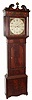 English, R. Winstanley, Ormskirk, C.1820, painted square dial tall clock, 8-day, 2-weight, in a northern England mahogany case with flat reeded pilasters flanking the short door, dial with seconds hand below 12.