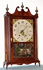 Wadworths, Lounsbury and Turners, Litchfield , Conn., C.1828, 30-hour time and strike wood movement pillar and scroll shelf clock, with restorations.