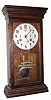 International Time Recording Co., Endicott, N.Y., heavy duplex time only mvt with no recorder in walnut case with AN metal dial and two wind indicators, c1920