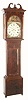 Scottish, Robert Muir, Dulry, c.1840, painted dial, 8-day tall clock in a crotch mahogany veneer case with good proportions. And with an exceptional original dial showing figures for the 4 continents, and a scene in the arch titled "Cotter's Saturday Night".