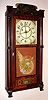 Silas Hoadley, Bristol, Conn., Circa 1830, 30-hour time/ strike/ alarm wood movement half column and splat shelf "Franklin" clock.