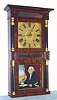 Chauncey Boardman and Joseph A. Wells, Bristol, Conn., Circa 1835, 30-hour time/strike wood movement double deck, Empire shelf clock with ebonized columns /gilt caps.