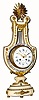 French, Marti et Cie, LYRE FORM Clock, c.1890, with a ring of brilliants attached to the pendulum, and which swing from side to side.