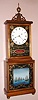 Unsigned, modern reproduction MASSACHUSETTS SHELF clock, with the applied name of Aaron Willard to the top tablet. Lower tablet showing the "Escape of the Constitution" during the War of 1812, and of 8-day duration, weight driven.