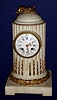 French, Japy Freres, Circa 1890, 8-day time/strike marble mantel clock, white marble in the form of a fluted column or monument, with ormolu trim.