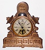 Terry Clock Co., Pittsfield, Mass., Circa 1883, GOOD LUCK, 30-hour alarm timepiece, with exposed balance on dial.
