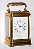 French, Chas. Frodsham and Co., Paris, No. 19514, miniature Gorge cased carriage clock, Petite Sonnerie, with strike/silent lever in the base, and with quarter repeating button at top., C.1900, and with original travel case.