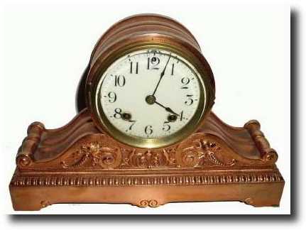 C.1901, Ansonia, "Greenwich" metal case mantel clock — Antique Clocks Price Guide