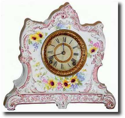 C.1901, Ansonia, Royal Bonn "La Lorne" shelf clock — Antique Clocks Price Guide