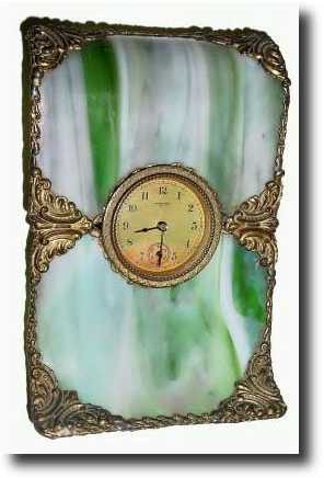 C.1920, New Haven Clock Co., Slag Glass Novelty wall clock — Antique Clocks Price Guide