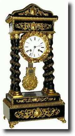 C.1870, French, 4-Column Empire Style mantel clock, restored. — Antique Clocks Price Guide