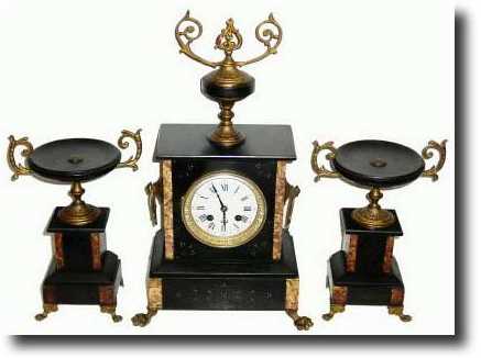 C.1890, French 3 piece clock garniture. — Antique Clocks Price Guide