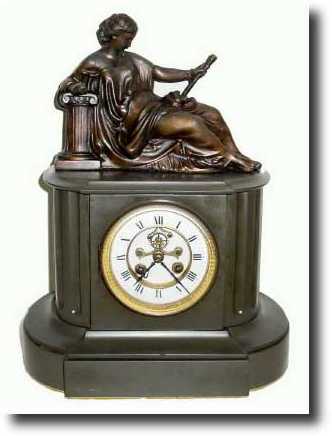 C.1900, French, dark gray marble shelf clock — Antique Clocks Price Guide